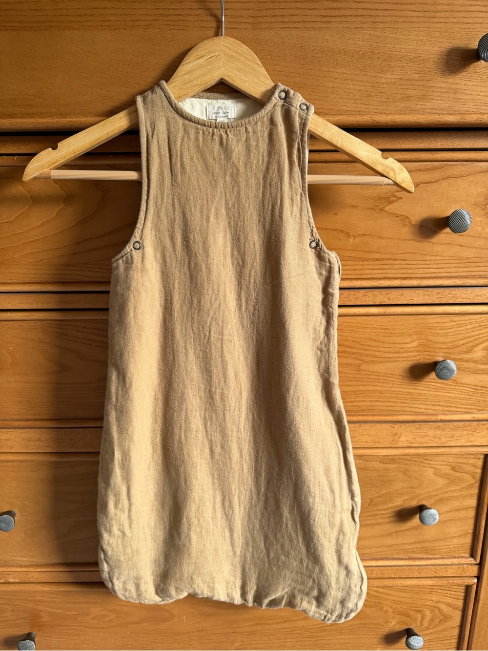 The Simple Folk 100% Merino Wool Linen Sleep Sack Camel 0-9 months Baby Natural